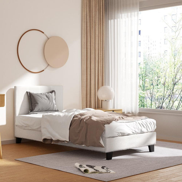Artiss Bed Frame Single Size Boucle Fabric Mattress Base Platform Wooden - RnR Galore