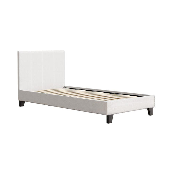 Artiss Bed Frame Single Size Boucle Fabric Mattress Base Platform Wooden - RnR Galore