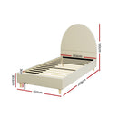 Artiss Bed Frame Single Size Velvet Cream ELLA - RnR Galore