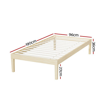 Artiss Bed Frame Single Size Wooden Base Mattress Platform Timber Pine BRUNO - RnR Galore