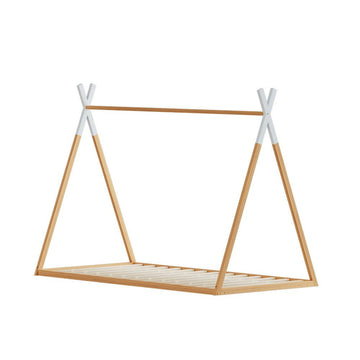 Artiss Bed Frame Wooden Kids House Single Frame Oak ENID - RnR Galore