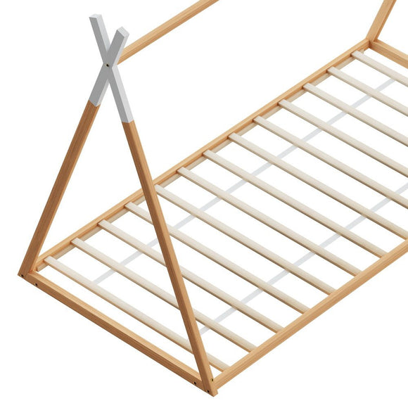 Artiss Bed Frame Wooden Kids House Single Frame Oak ENID - RnR Galore