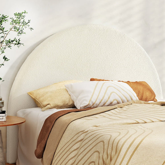 Artiss Bed Head Headboard Bed Frame Queen Boucle - GREI White - RnR Galore