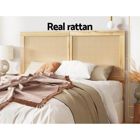 Artiss Bed Head Headboard Queen Rattan - RIBO Pine - RnR Galore