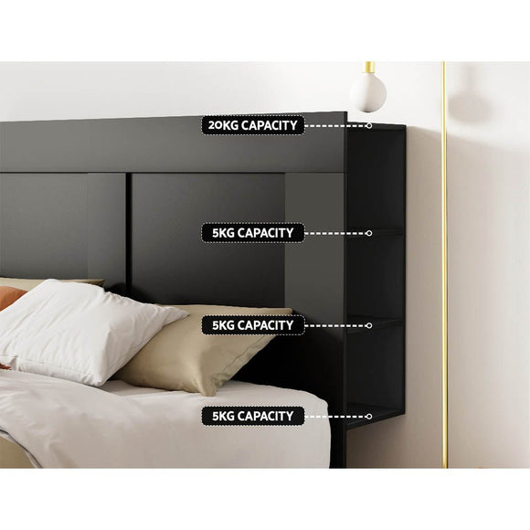 Artiss Bed Head Headboard Queen with Shelves - CABI Black - RnR Galore
