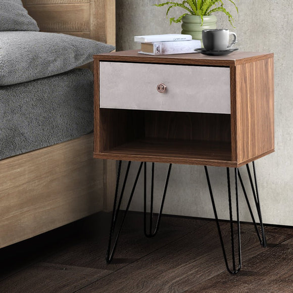 Artiss Bedside Table 1 Drawers with Shelf - LARS - RnR Galore