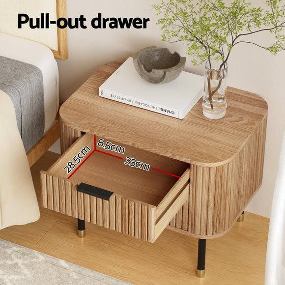 Artiss Bedside Table 2 Drawers Paulownia Wood Pine - RnR Galore