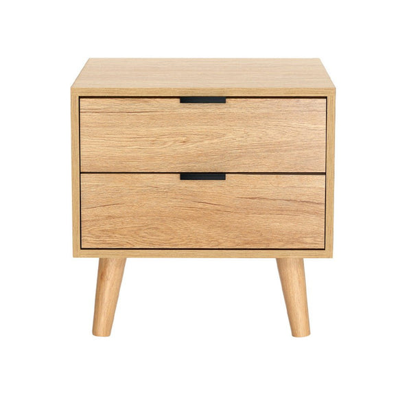 Artiss Bedside Table 2 Drawers - Pine - RnR Galore