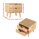 Artiss Bedside Table 2 Drawers - Pine - RnR Galore