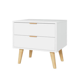 Artiss Bedside Table 2 Drawers - White - RnR Galore