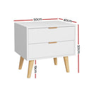 Artiss Bedside Table 2 Drawers - White - RnR Galore