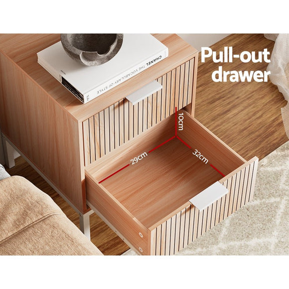 Artiss Bedside Table Drawers Side End Table Storage Cabinet Nightstand Pine LURA - RnR Galore