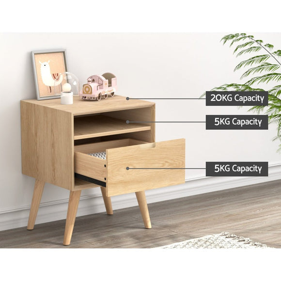 Artiss Bedside Table Drawers Side Table Shelf Storage Cabinet Nightstand GORR - RnR Galore