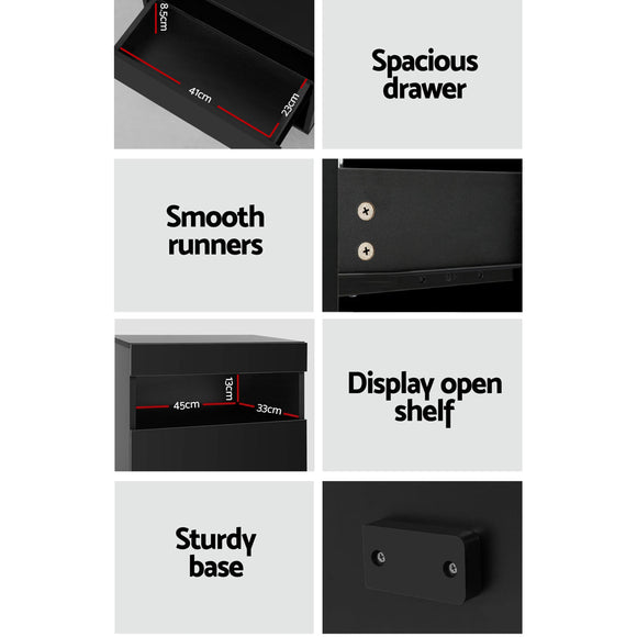 Artiss Bedside Table LED - HERES Black - RnR Galore