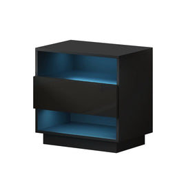 Artiss Bedside Table LED with 2 Shelves - HANA Black - RnR Galore