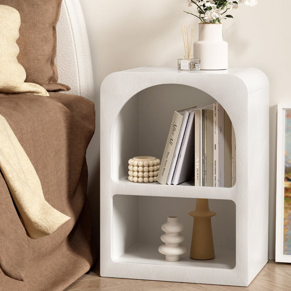 Artiss Bedside Table Shelves Side End Table Storage Nightstand White ARCHED - RnR Galore