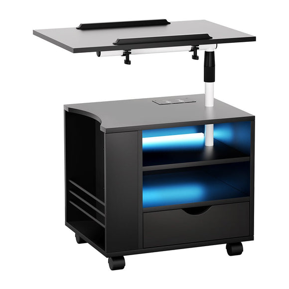 Artiss Bedside Table USB Charging with LED Adjustable Laptop Tray - TALA - RnR Galore