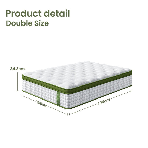 Artiss BedStory Double Bed Frame Mattress Set Platform Upholstered Hybrid Pocket Coil - RnR Galore