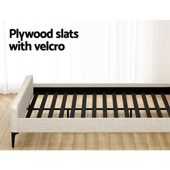 Artiss BedStory King Bed Frame with Mattress Set Platform Base Pocket Coil Linen Upholstered - RnR Galore