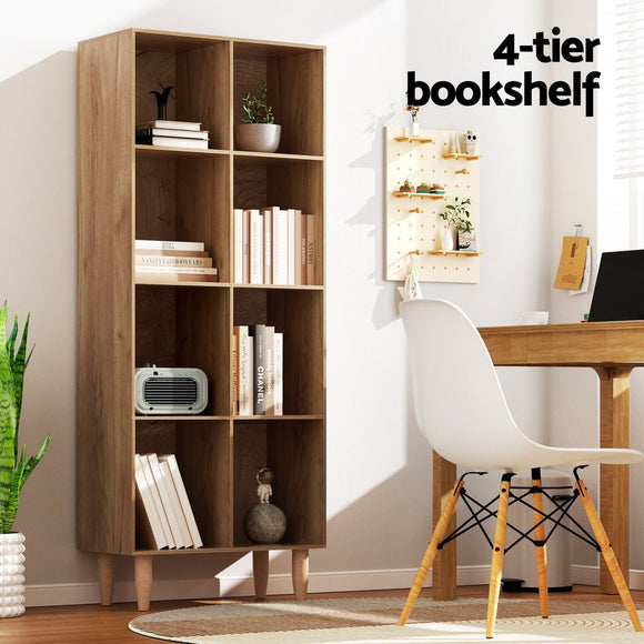 Artiss Bookshelf Bookcase 4 Tiers LEOR Walnut - RnR Galore