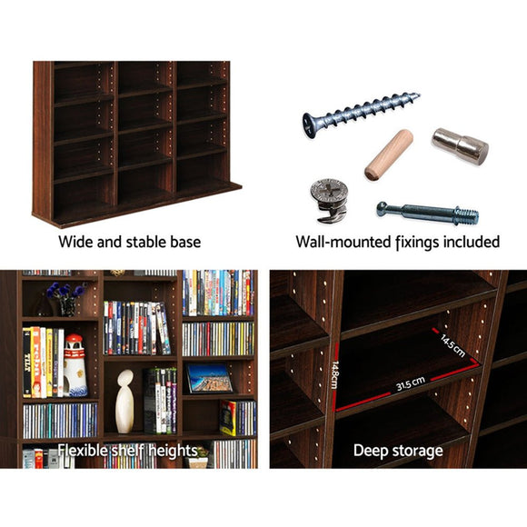 Artiss Bookshelf CD Storage Rack - BERT Walnut - RnR Galore