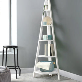 Artiss Bookshelf Corner Shelf 5 Tiers - CANE White - RnR Galore