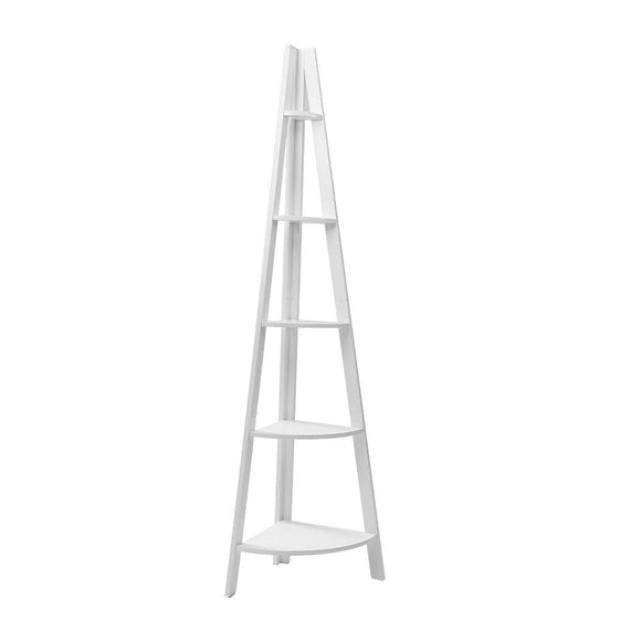 Artiss Bookshelf Corner Shelf 5 Tiers - CANE White - RnR Galore