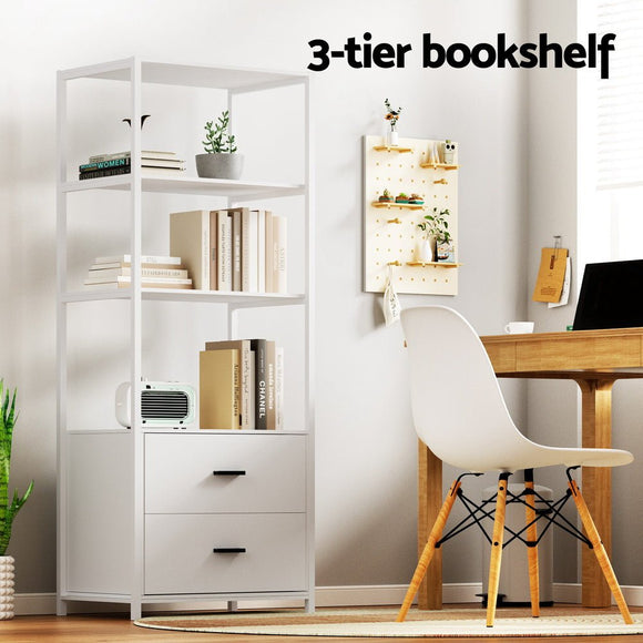 Artiss Bookshelf Display Shelf 2 Drawers 152CM White - RnR Galore