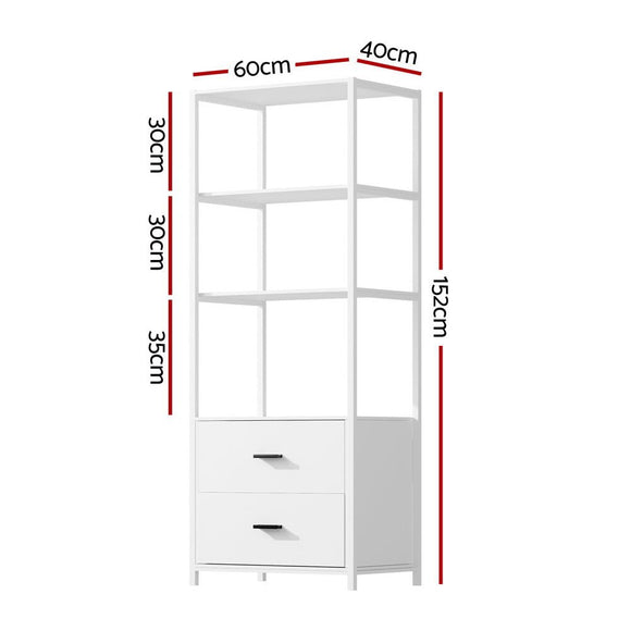 Artiss Bookshelf Display Shelf 2 Drawers 152CM White - RnR Galore