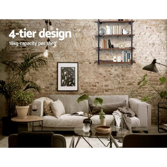 Artiss Bookshelf DIY Pipe Shelf 4 Tiers - INGE - RnR Galore