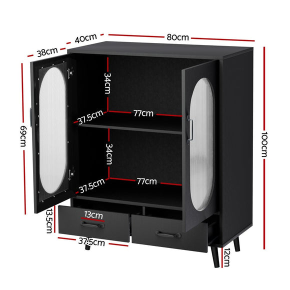 Artiss Buffet Sideboard Double Doors - Black - RnR Galore