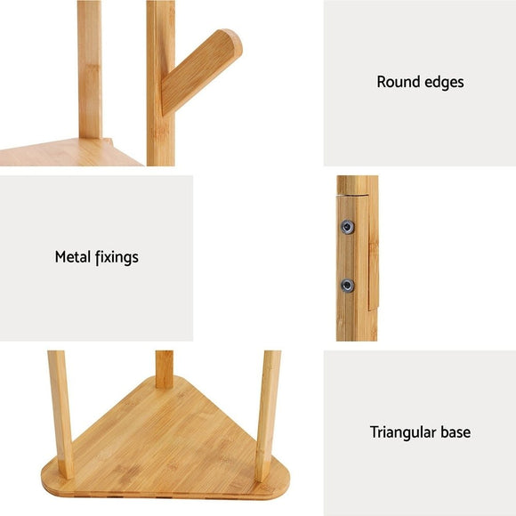 Artiss Clothes Rack Airer Coat Stand 9 Hooks Bamboo - RnR Galore
