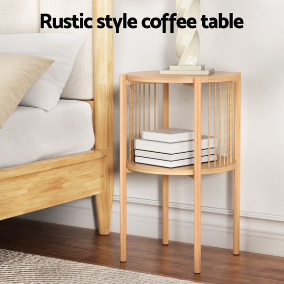 Artiss Coffee Table 2 - Tier Round Wood - RnR Galore