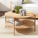 Artiss Coffee Table 2 - Tier Round Wood - RnR Galore