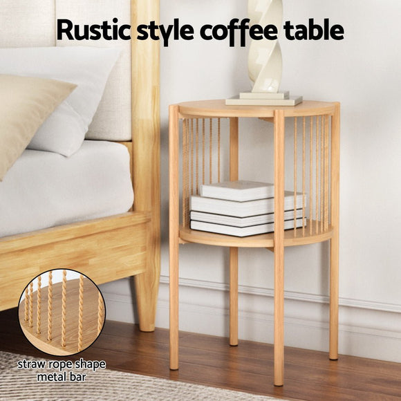 Artiss Coffee Table 2 - Tier Round Wood - RnR Galore