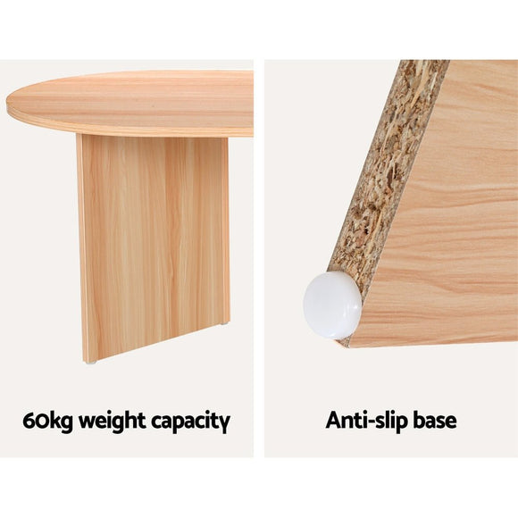 Artiss Coffee Table Oval 110CM Pine Alva - RnR Galore