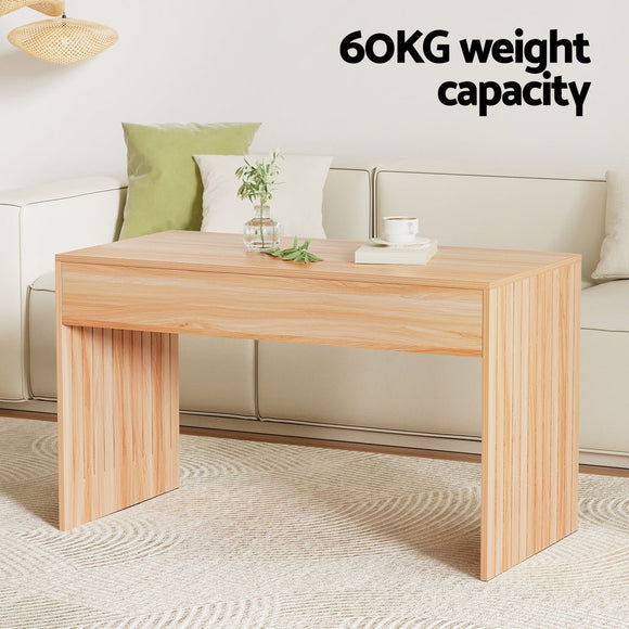 Artiss Coffee Table Rectangle Fluted Side 100CM - RnR Galore