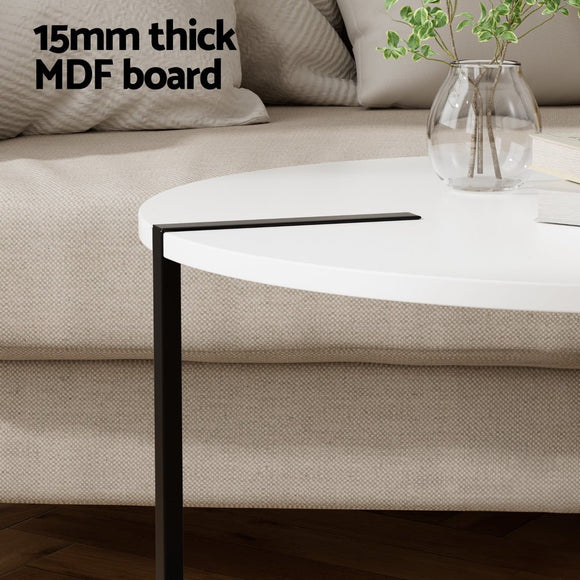 Artiss Coffee Table Side Table Round White Cedric - RnR Galore