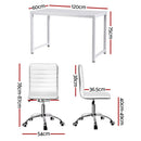 Artiss Computer Desk 120cm Executive Office Chairs Set PU Leather Low Back White - RnR Galore