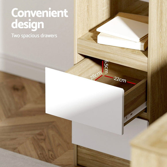 Artiss Computer Desk Drawer Cabinet L - Shape Oak 136CM - RnR Galore