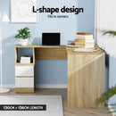 Artiss Computer Desk Drawer Cabinet L - Shape Oak 136CM - RnR Galore