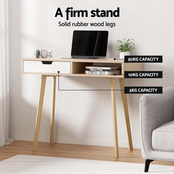 Artiss Computer Desk Drawer Cabinet Shelf Oak 90CM - RnR Galore