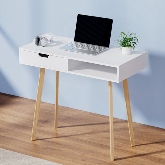 Artiss Computer Desk Drawer Cabinet Shelf White 90CM - RnR Galore