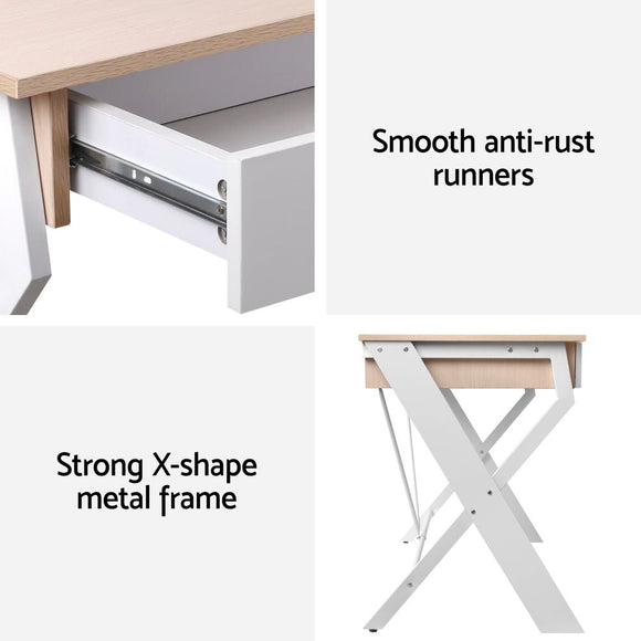 Artiss Computer Desk Drawer Oak 100CM - RnR Galore