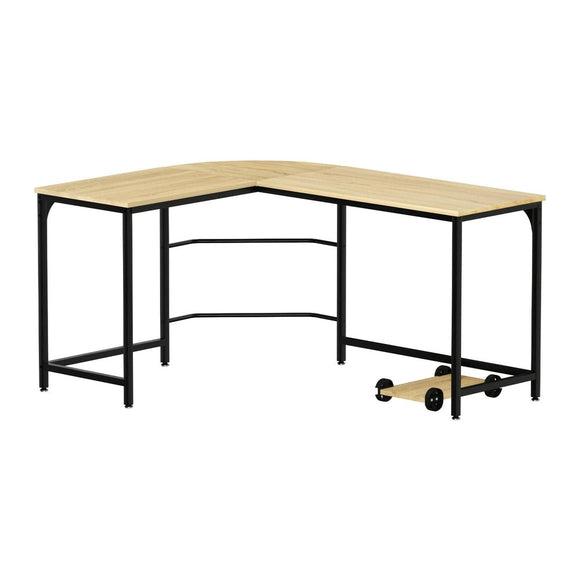 Artiss Computer Desk L - Shape CPU Stand Oak 147CM - RnR Galore