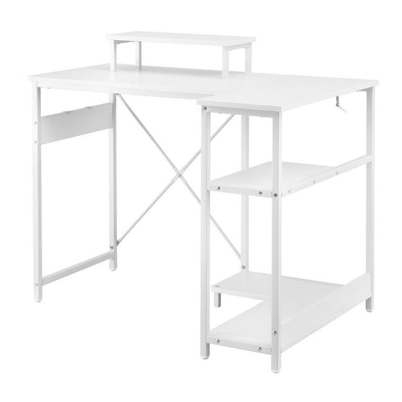 Artiss Computer Desk L - Shape Home Office Study Table Open Shelves White 100CM - RnR Galore