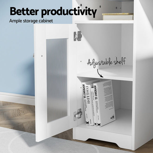Artiss Computer Desk Shelf Cabinet L - Shape White 150CM - RnR Galore