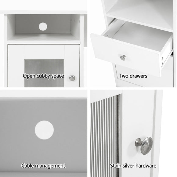 Artiss Computer Desk Shelf Cabinet L - Shape White 150CM - RnR Galore