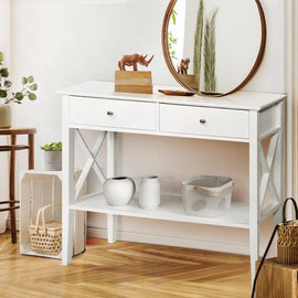 Artiss Console Table 2 Drawers 100CM White Chole - RnR Galore