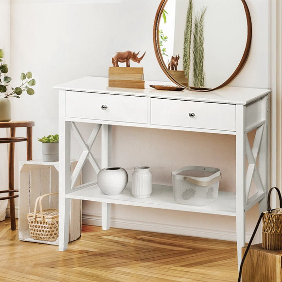 Artiss Console Table 2 Drawers 100CM White Chole - RnR Galore
